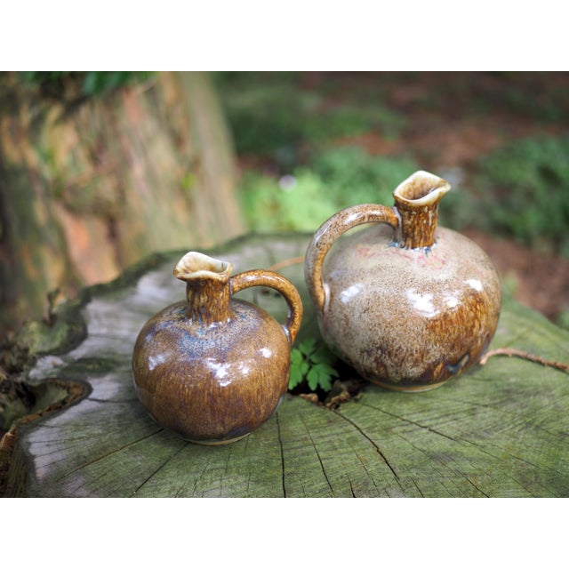 Brown Mid-Century French Round Pitcher Medium Neck Glazed Stoneware For Sale - Image 8 of 12