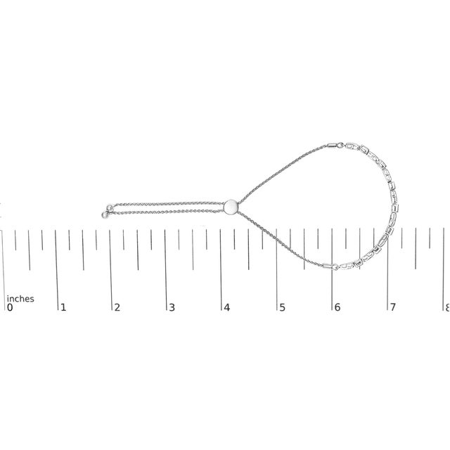 Early 21st Century .925 Sterling Silver 1/4 Cttw Diamond 4���-10��� Adjustable Bolo Alternating Square and Rectangle Bolo Bracelet (I-J Color, I3 Clarity) For Sale - Image 5 of 5