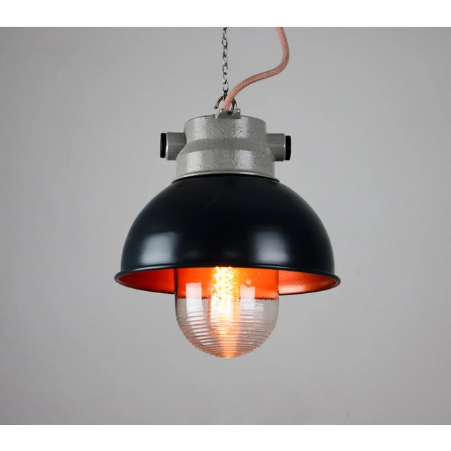 Vintage Anthracite Small Industrial Pendant Lamp from TEP For Sale - Image 6 of 13
