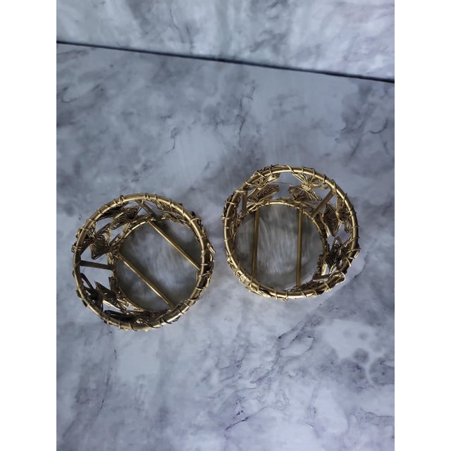 Brass Brutalist Wire Candle Holders For Sale - Image 4 of 9