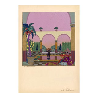 "L'atrium" Pochoir C. 1919 For Sale