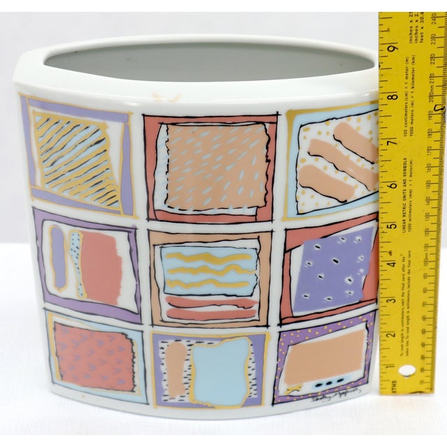 White 20th Century German White Porcelain Square Vase Painted Rosenthal Studio-Linie For Sale - Image 8 of 11