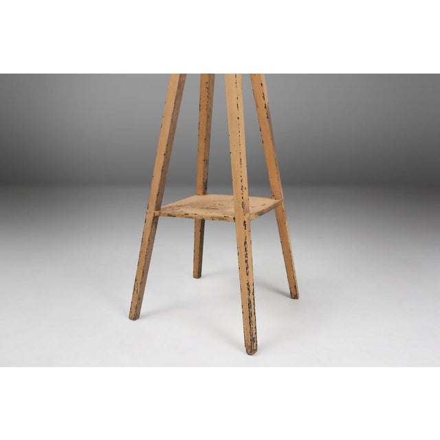 Wood Industrial Painted Wooden Tripod Console Table with Rich Patina, 1890s For Sale - Image 7 of 11