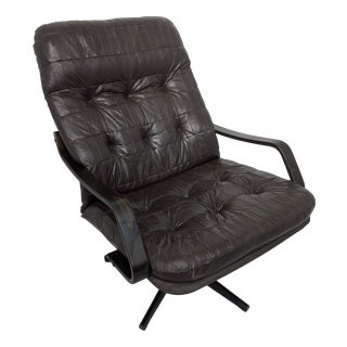 Quilted Leather Armchair, 1970s For Sale