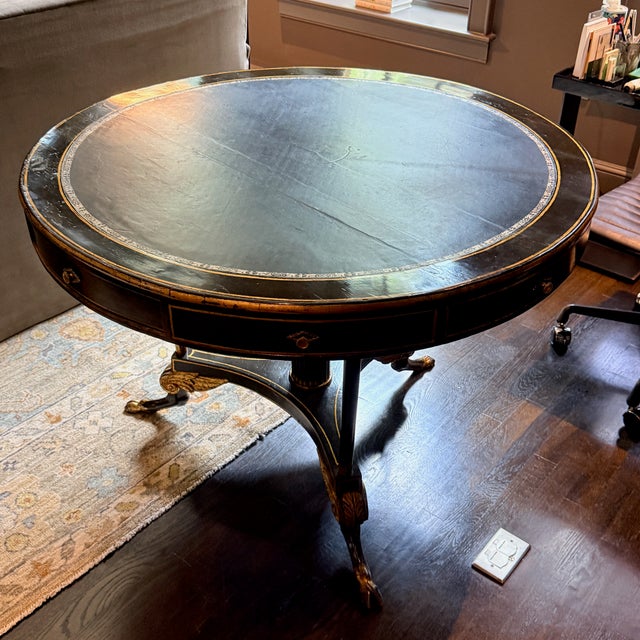 Antique Regency Style Leather Topped Table For Sale - Image 10 of 15