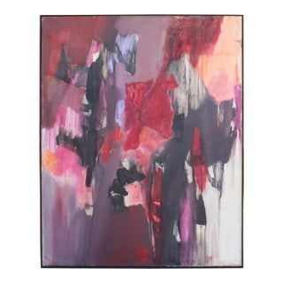 Mid 20th Century Baum Abstract Mixed Media on Canvas Painting by Reiko Sakagami For Sale