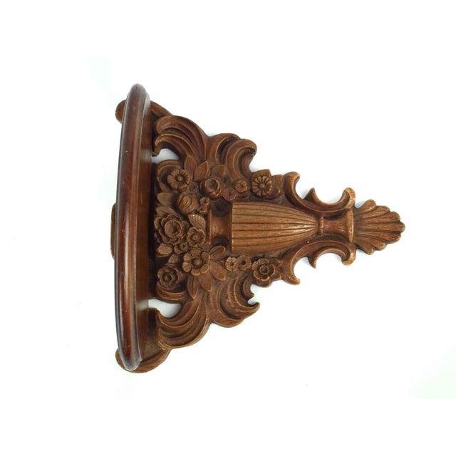 Mid 20th Century Ornate Floral Composite & Wood Display Wall Shelf For Sale - Image 4 of 8