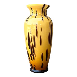 Vintage Italian Tortoise Glass Vase For Sale