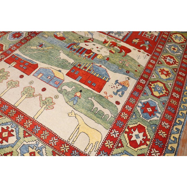 Vintage Zabihi Collection Turkish Azari Animal Scenic Rug - 8'6" x 10'6" For Sale - Image 10 of 12