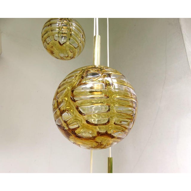 Metal Amber and Clear Glass and Brass Cascade Ceiling Lamp from Doria Leuchten, 1970s For Sale - Image 7 of 18