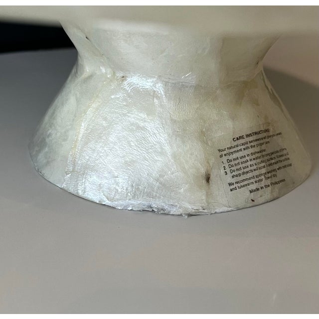 2010s Stunning, Handmade Black and Ivory Capiz Shell Inlay Decorative Pedestal Cake Stand Plate . For Sale - Image 5 of 7