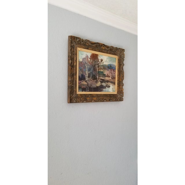 For your consideration we are presenting for sale this stunning Vintage expressionist abstract Winter Rural River...