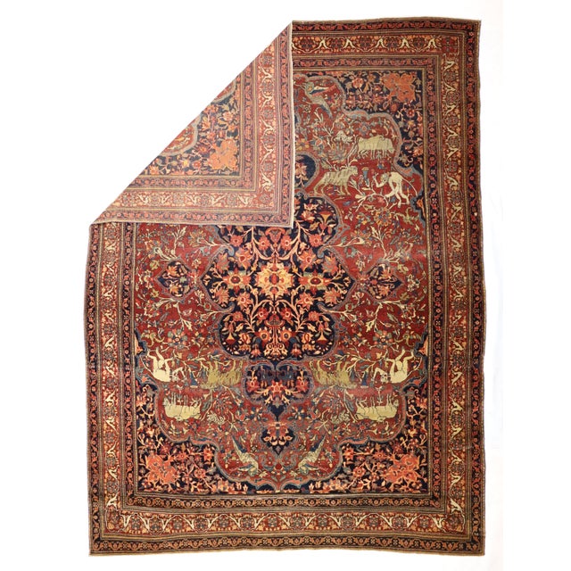 Antique Persian Farahan Sarouk Rug 7'3" x 10’0". The scatter and room size pieces made in the Arak/Sultanabad area,...