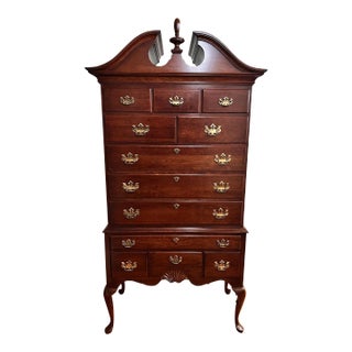 1980s Pennsylvania House Solid Cherry Queen Anne Highboy Chest For Sale