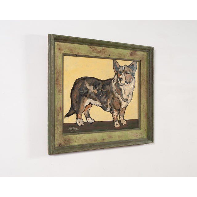 Folk Art Ira Yeager Corgi Dog Oil on Canvas Folk Art Painting 2005 For Sale - Image 3 of 18
