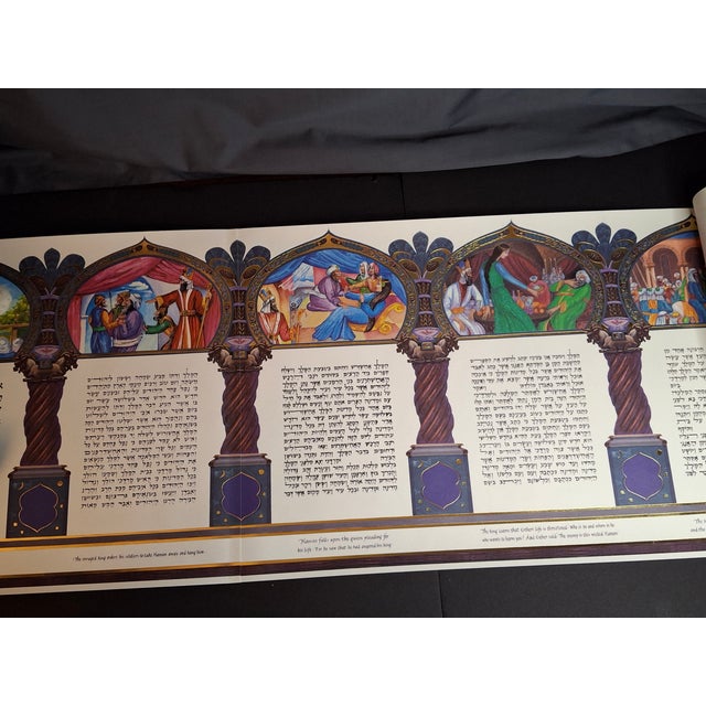 1998 Commemorative Megillah Esther Scroll Tisch Family Judaica Art Purim Signed For Sale - Image 14 of 18