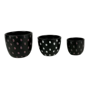1950's Mid-Century Modern Italian Design Aldo Londi for Bitossi "Coffee Bean" Set of 3 Nesting Flower Pottery Pots