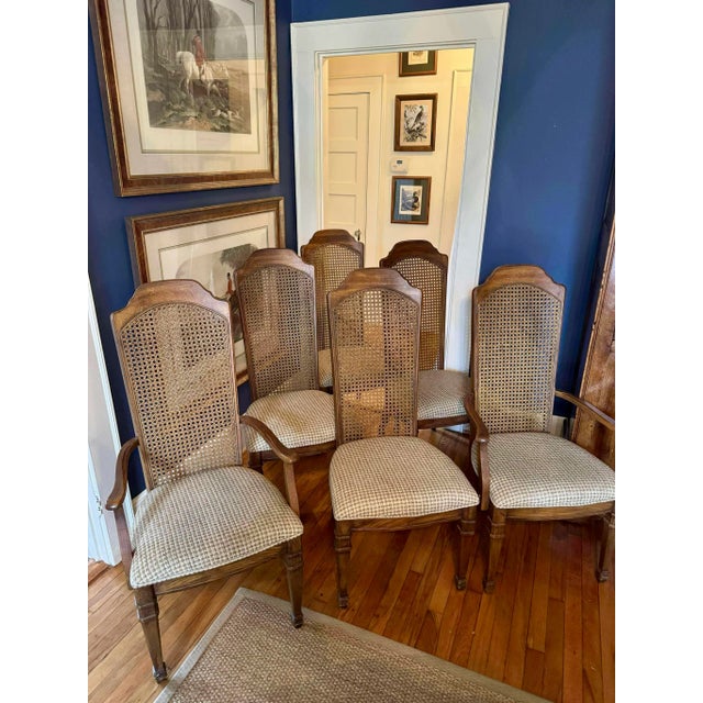 Stanley Furniture Mid-Century Stanley Furniture Company Cane Back Provincial Dining Chairs - A Set of Six For Sale - Image 4 of 12