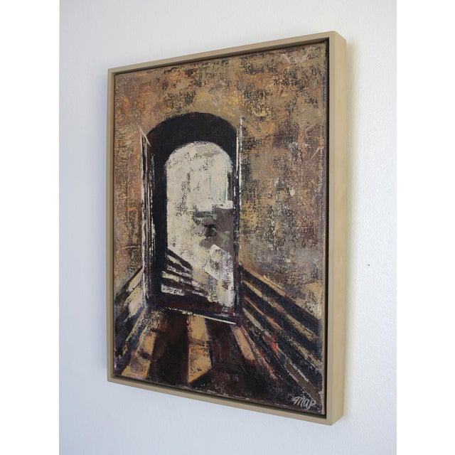 "Bridge Into Light" Contemporary Abstract Architectural Italian Oil Painting, Framed For Sale - Image 6 of 7