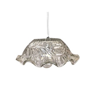 Mid-Century Portuguese Clear Floral Glass Farmhouse Hanging Lamp For Sale