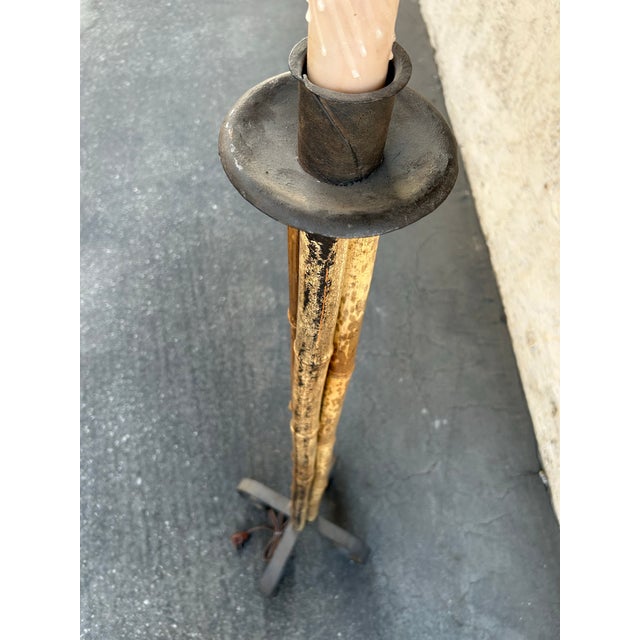 Transitional Bamboo and Wrought Iron Floor Lamp For Sale - Image 3 of 12