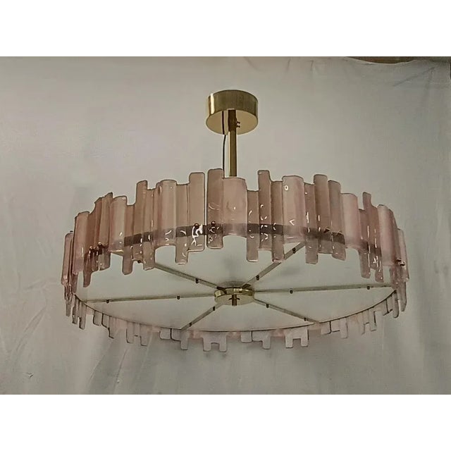 Mid-Century Italian Murano Glass and Brass Chandelier, 2000s For Sale - Image 9 of 9