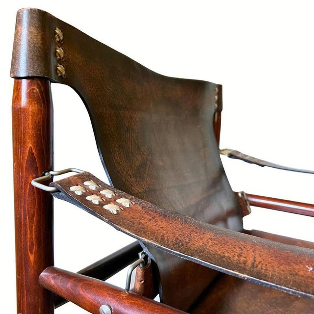 1970s Buffalo Leather Safari Armchairs in the style of Arne Norell, 1970s, Set of 2 For Sale - Image 5 of 6