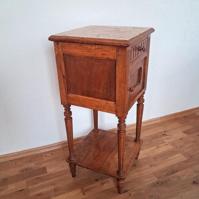 Antique French Bedside Table with Marble Top For Sale - Image 14 of 18