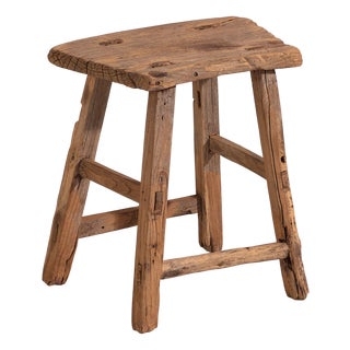 Antique Stool in Elm, 1900s For Sale