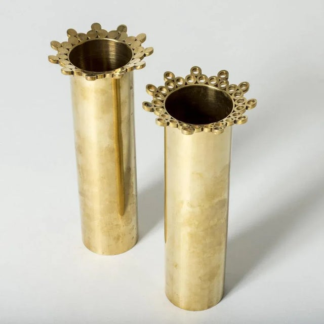 Metal Brass Vase by Pierre Forssell For Sale - Image 7 of 9