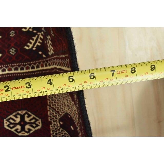 Turkmen Rug 7'7'' X 12'5'' Red Wool Vintage Hand-Knotted Oriental Carpet For Sale - Image 13 of 15
