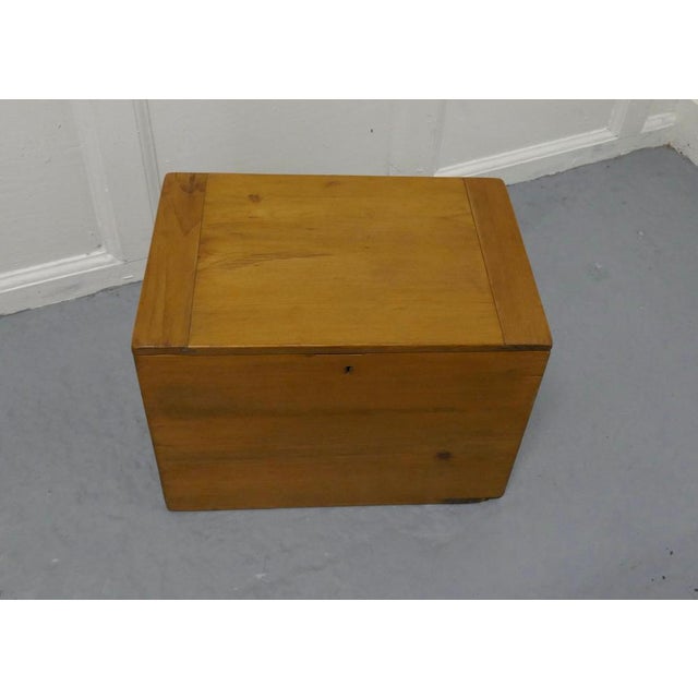 Small Victorian pine stationary box or treasure chest. This good quality box has a cleated top, it has been stripped and...