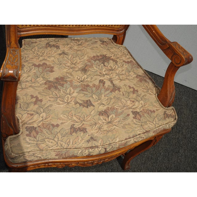 Brown Vintage French Country Cane Side Chair with Cushion For Sale - Image 8 of 13