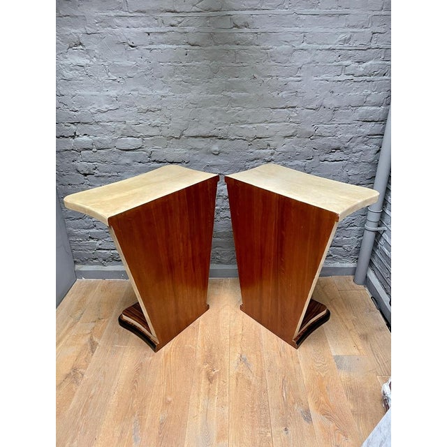 Italian Mirrored and Lacquered Goatskin Console Tables, 1950, Set of 2 For Sale - Image 15 of 17
