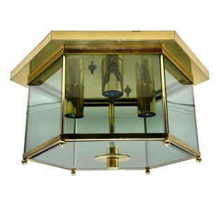 Modernist Smoked Glass Brass Ceiling Lamp attributed to Luigi Colani for Jsb, 1970s For Sale