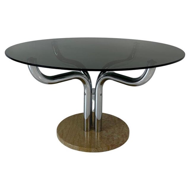 Vintage Italian Dining Table in Smoked Glass and Marble by Guido Faleschini, 1970s For Sale - Image 11 of 11