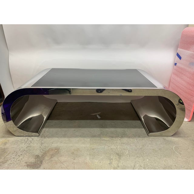 Y2k Elliptical Chrome Waterfall Coffee Table Chairish