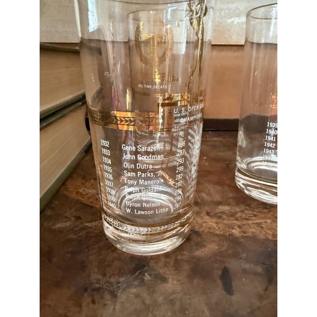 Gold Vintage 1950s Sport Kings Gold Highball Glasses Set of 5 Collectible Sports Barware For Sale - Image 8 of 10