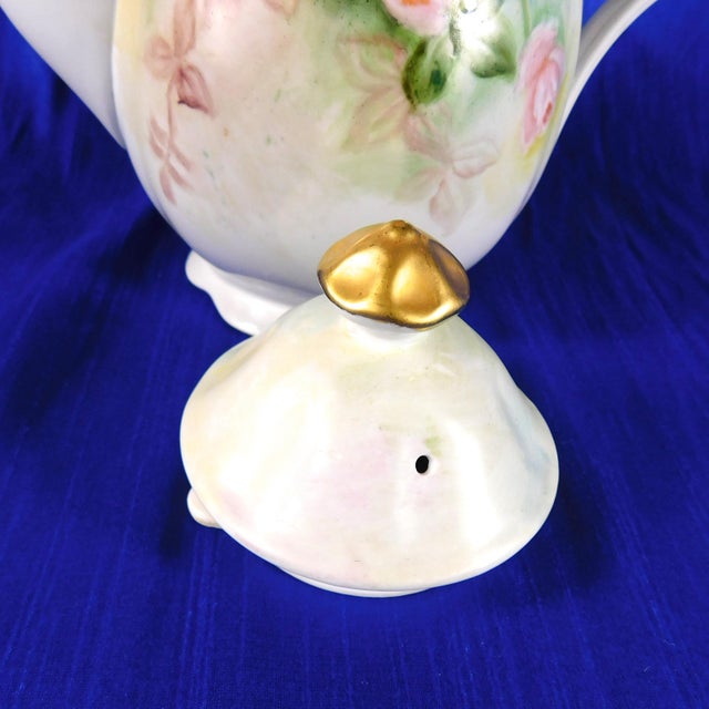 Ceramic 1950s Signed Hand Painted Teapot With Pink Flowers For Sale - Image 7 of 11