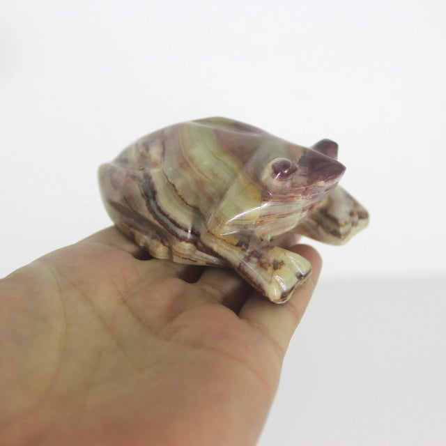 Vintage Carved Onyx Frog Figurine or Paperweight For Sale - Image 6 of 10