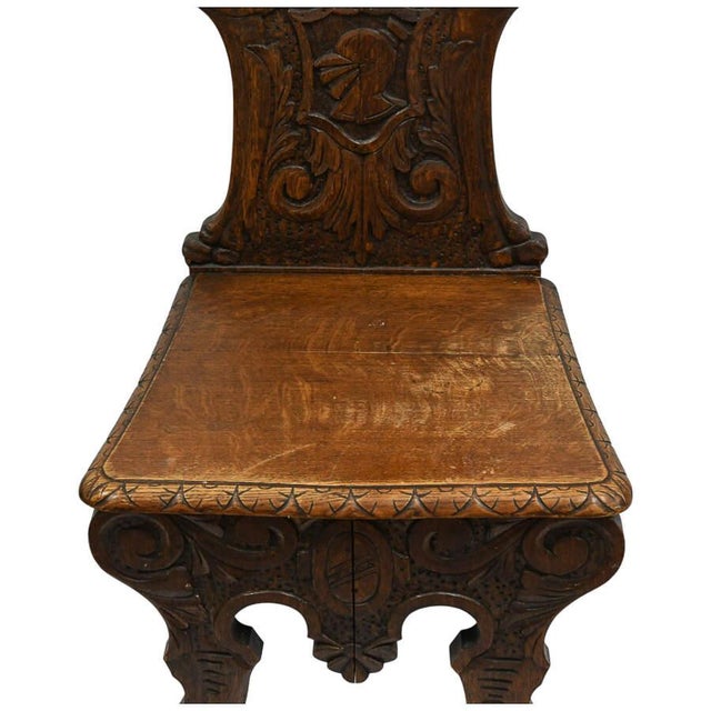 Antique Handcrafted Oak Sgabello Griffon Hall Chair For Sale In Greensboro - Image 6 of 9