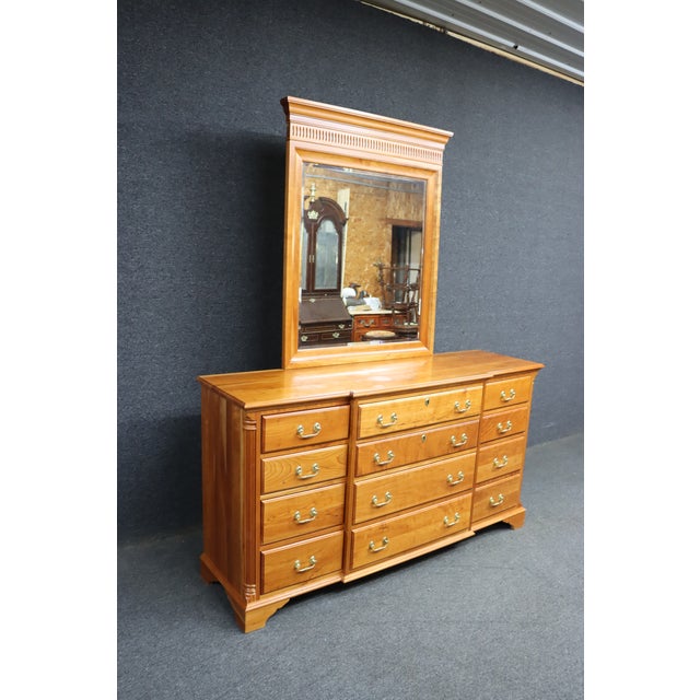 Traditional Harden Classic Cherry Dresser With Mirror, Solid Cherry, 12 Drawer For Sale - Image 3 of 18