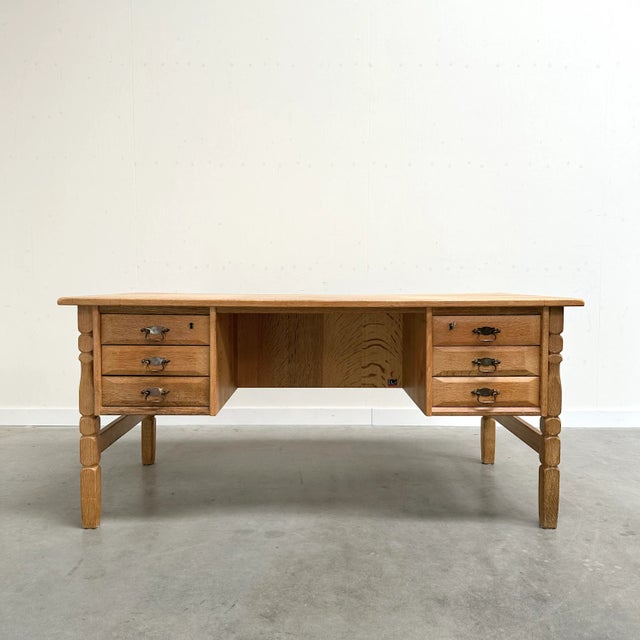 Freestanding Oak Desk by Henning Kjærnulf, 1960s For Sale - Image 12 of 12