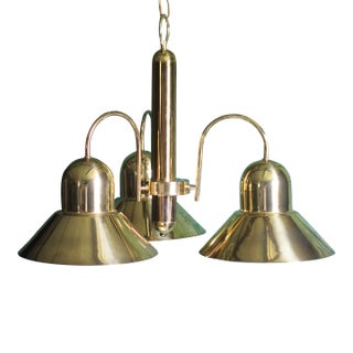 1980s Brass Shade Light Fixture With 3 Lights For Sale