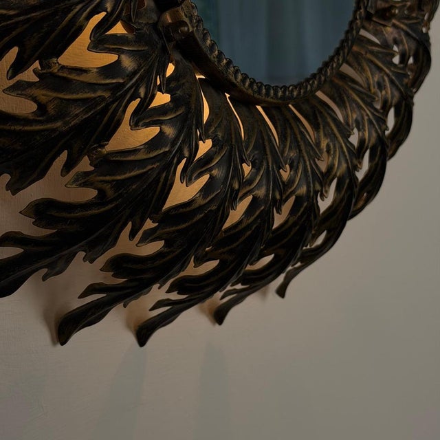 Large Italian Backlit Phytomorphic Mirror in Painted Metal, 1970s For Sale - Image 10 of 18