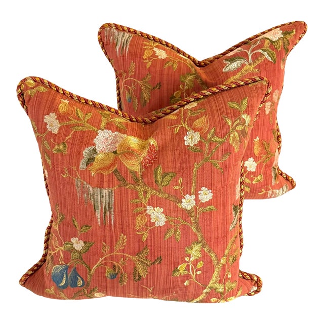 Scalamandré Chinoiserie Pillows - A Pair For Sale