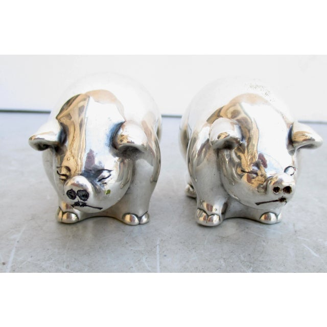 Modern Sterling Silver Pig Salt and Pepper For Sale - Image 3 of 8