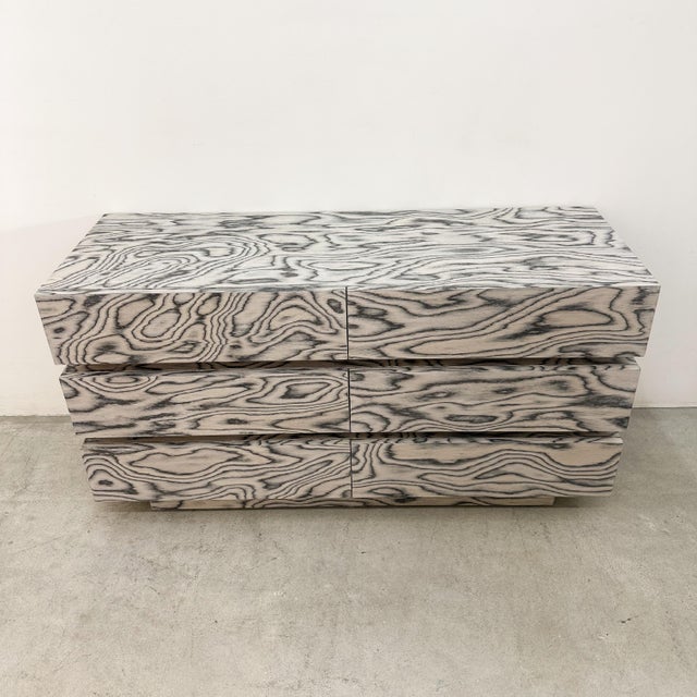 1980s Vintage 80s Postmodern Dresser Ettore Sottsass Veneer | Memphis Style Retro Furniture For Sale - Image 5 of 12