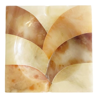 Cream and Brown 1960s Italian Alabaster Ashtray For Sale
