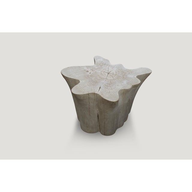 Andrianna Shamaris Bleached Teak Wood Organic Side Table For Sale - Image 4 of 5